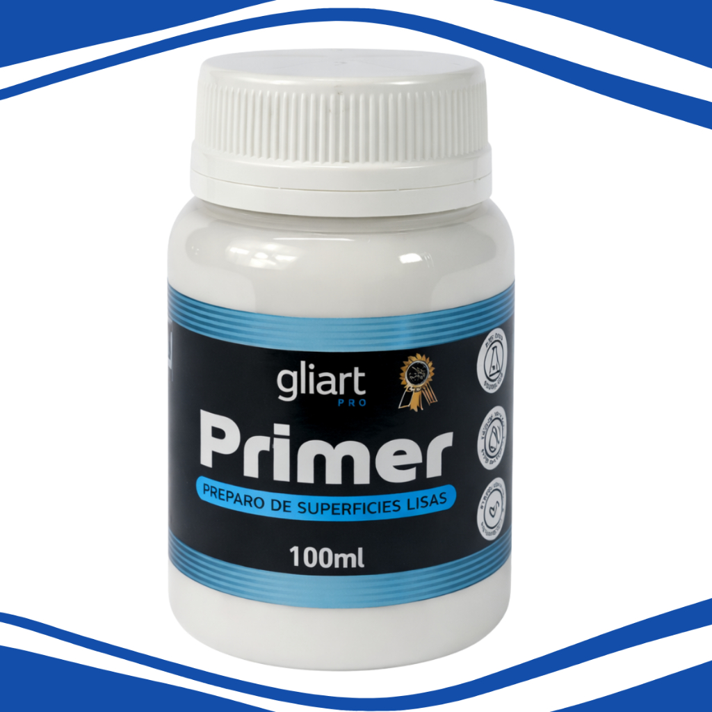 Primer Gliart 100ml Fosco Para Metal Acrílico Pet Vidro Anticorrosão Fundo De Preparo De Superfícies Lisas Artesanato
