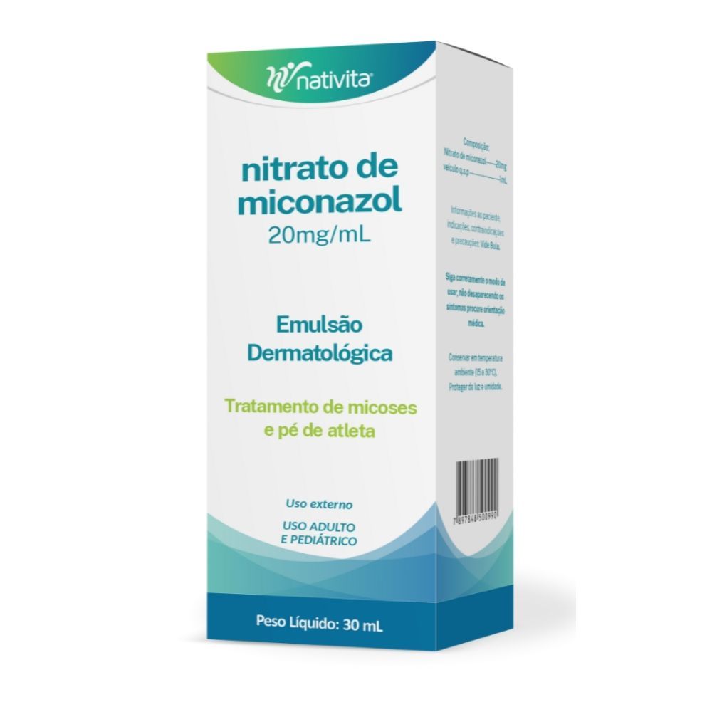 Miconazol Emulsão Dermatológica 30ml Nativita - Coceira, Fungos e Micoses