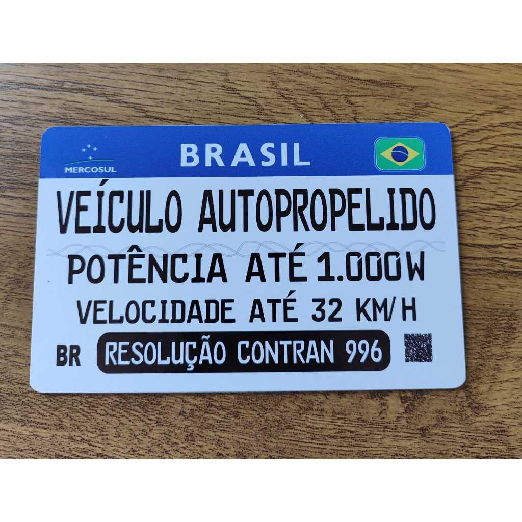 Placa para Autopropelido PVC 16x10 cm  Bike Elétrica Scooter