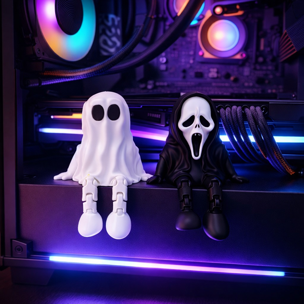 Fantasminha e Ghostface Decoração Setup Gamer Quarto Geek
