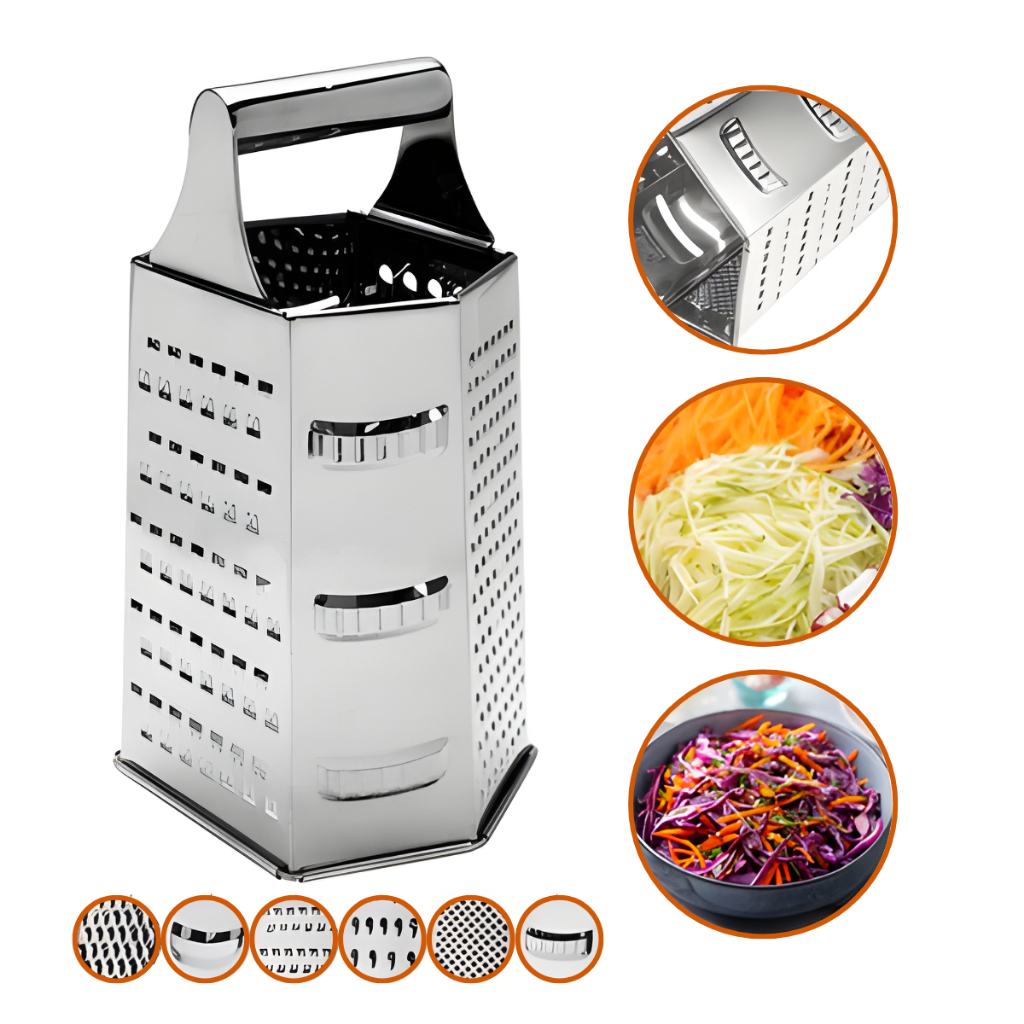 Ralador 6 Faces Aço Inox Multiuso Com Alça Resistente Cozinha Para Verduras Legumes ENVIO IMEDIATO