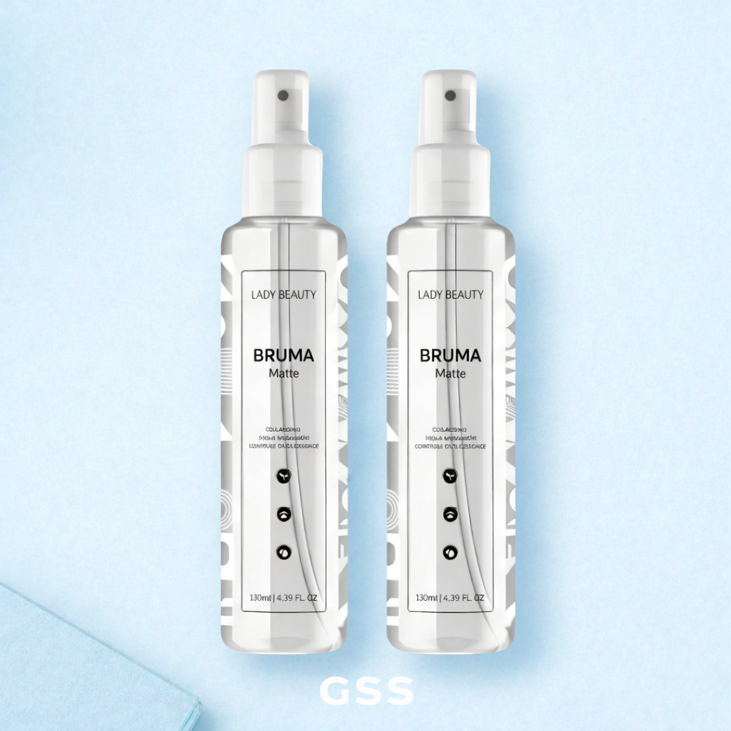 Kit 2 Bruma Matte Lady Beauty 130ml – Fixa a Make, Controla Oleosidade e Toque Aveludado