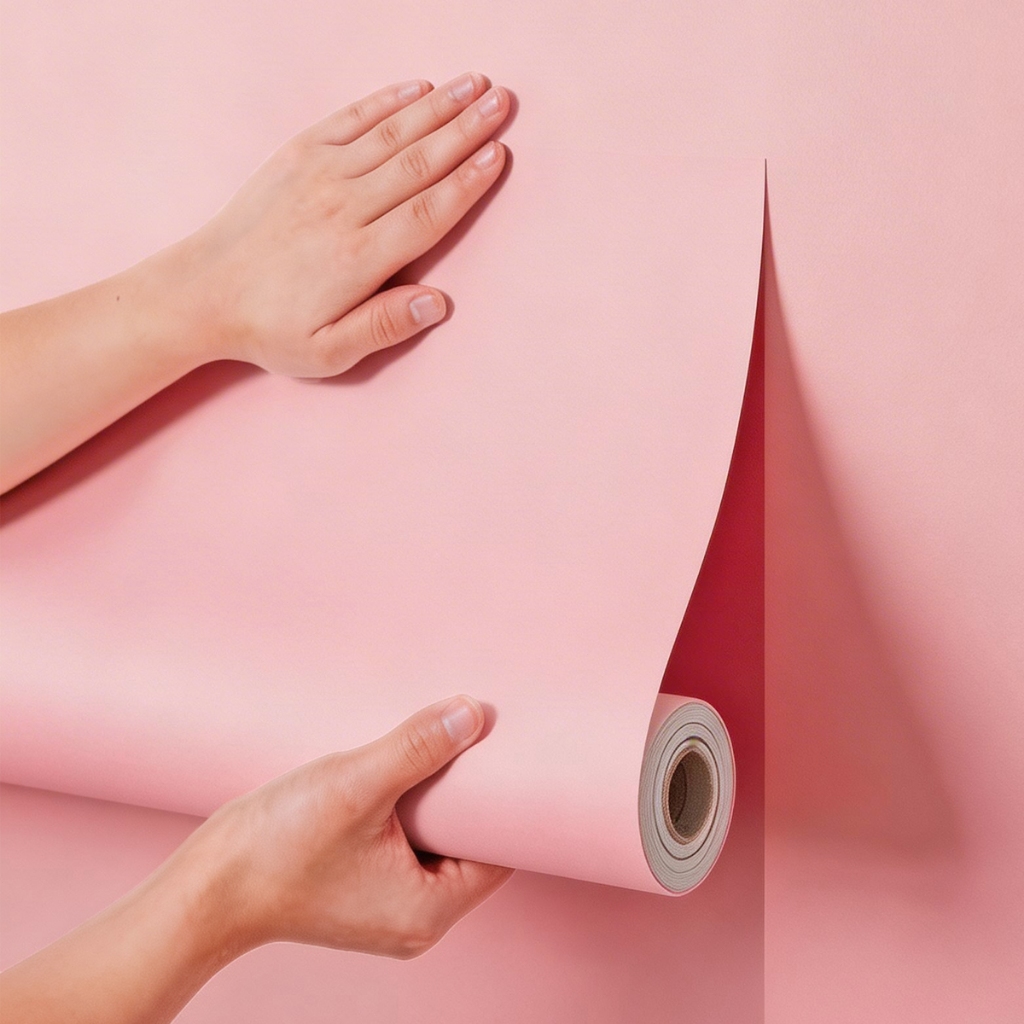 Papel Adesivo Rosa 5m X 45cm Fácil Aplicação Removível Para Parede, Móveis, Geladeiras e Eletrodomésticos