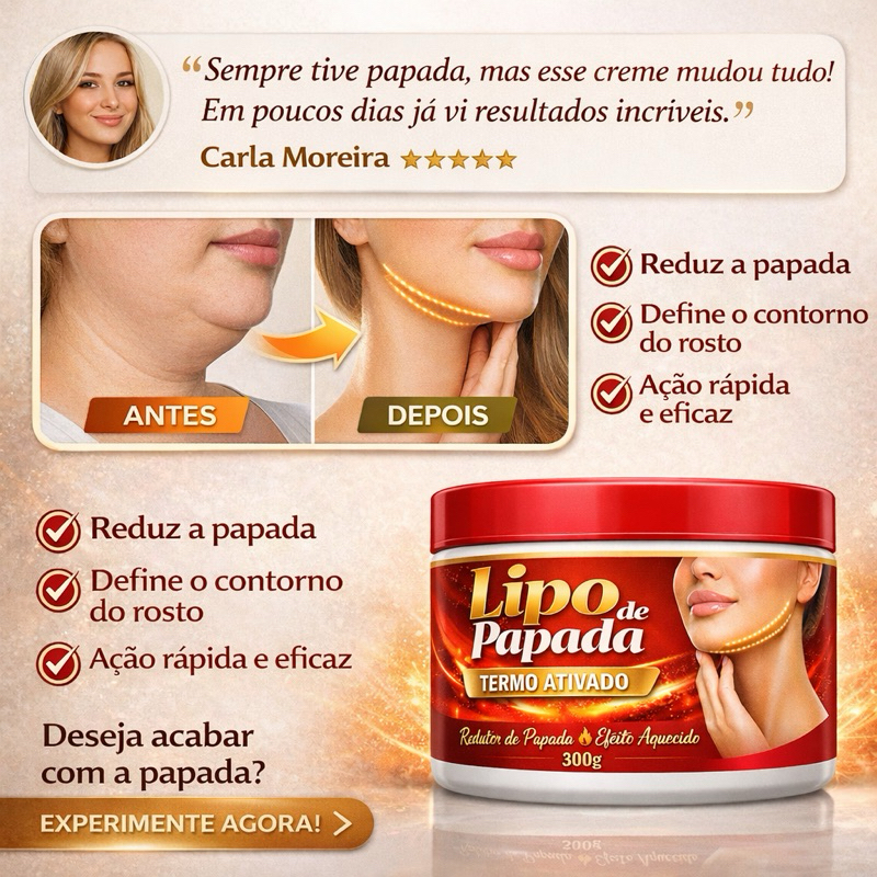 Lipp de Papada Termo Ativado 300g reduct de Papada Define o Queixo Efeito Aquecido