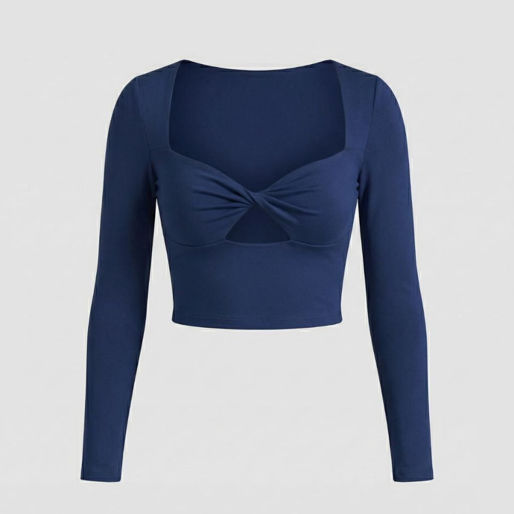 Blusinha Cropped Manga Longa Com Abertura Frontal Moda Gringa Suplex