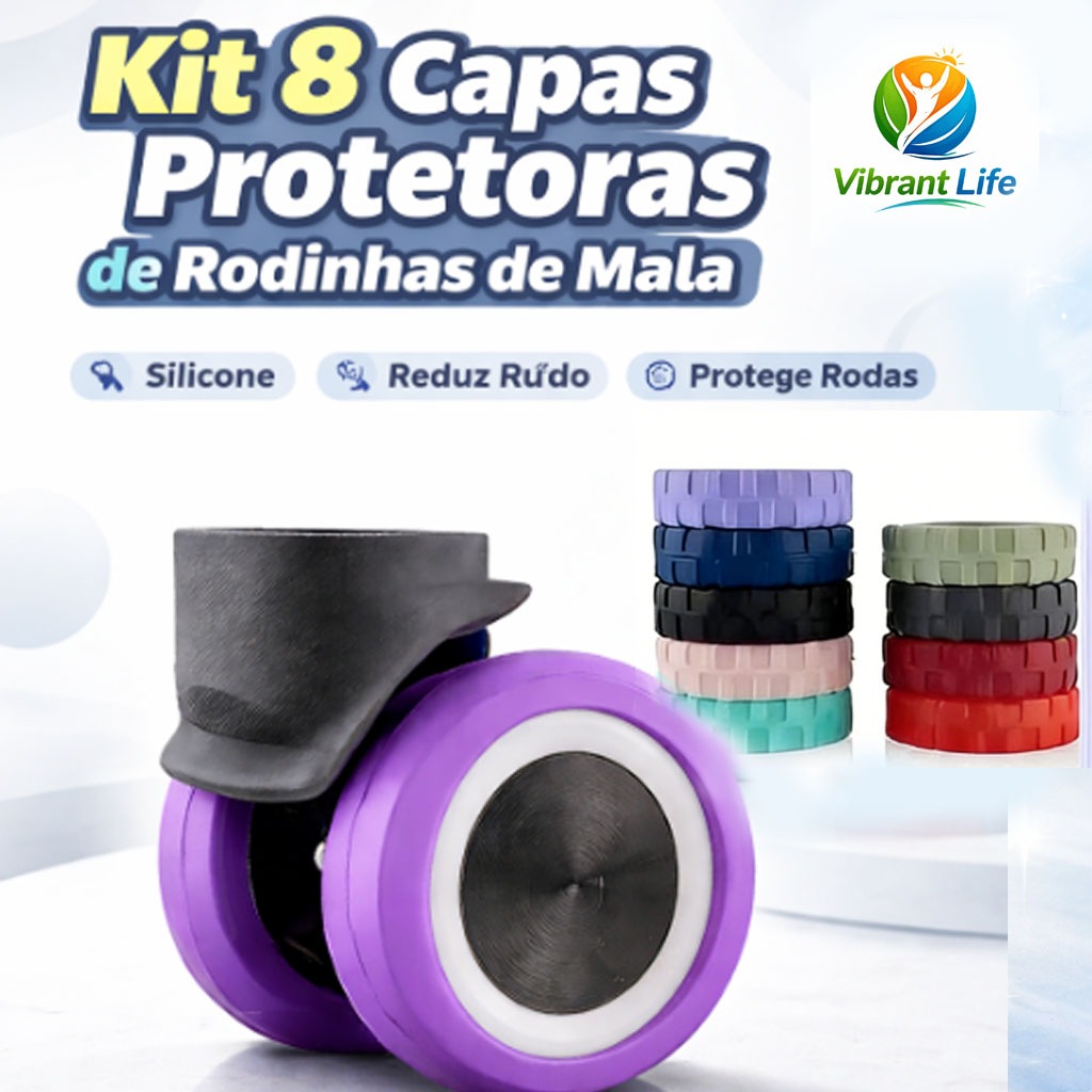 Kit 8 Capas de Silicone para Rodas de Mala – Redução de Ruído e Proteção Contra Desgaste