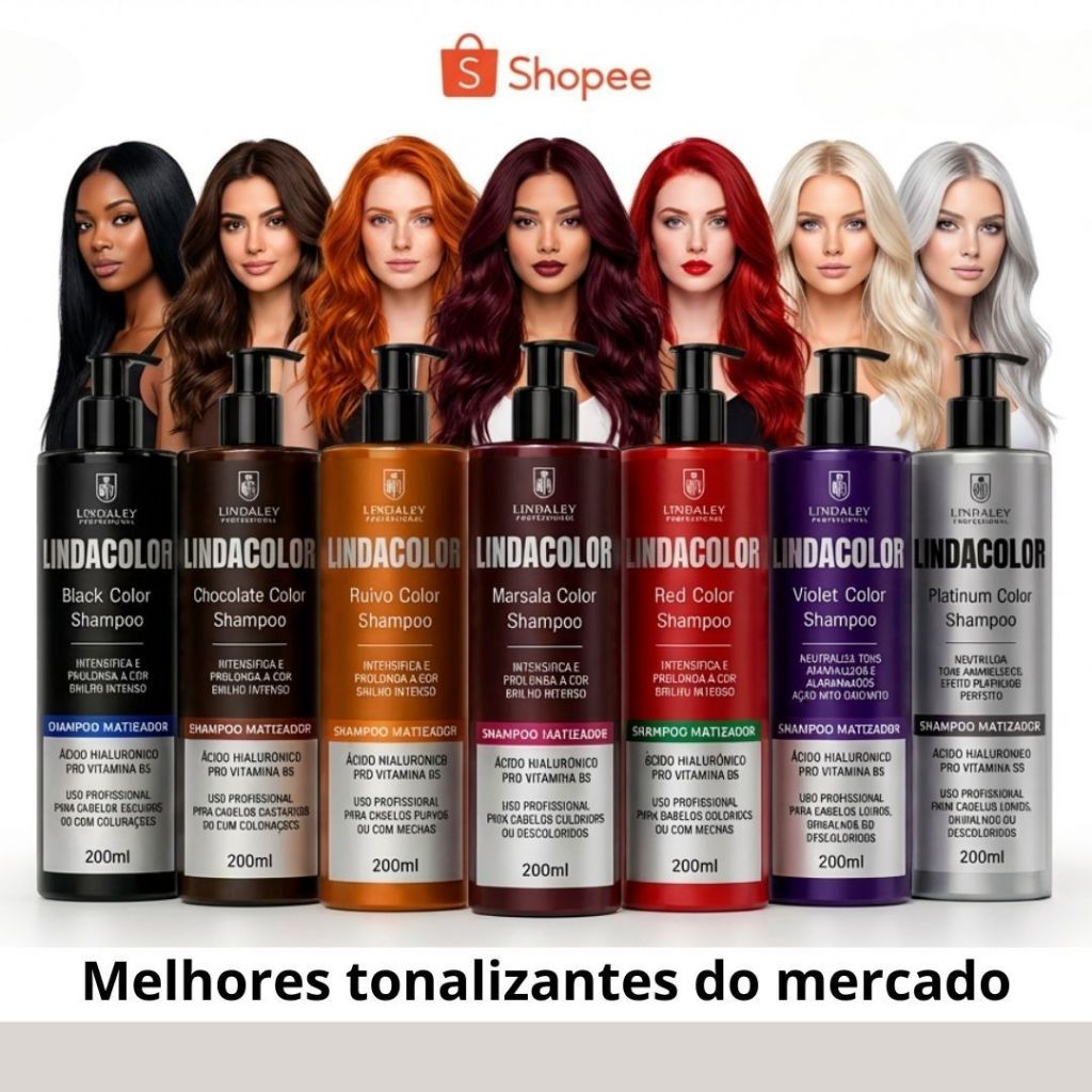 Shampoo Tonalizante Escurecedor S/ Amônia 100% Natural Lindacolor