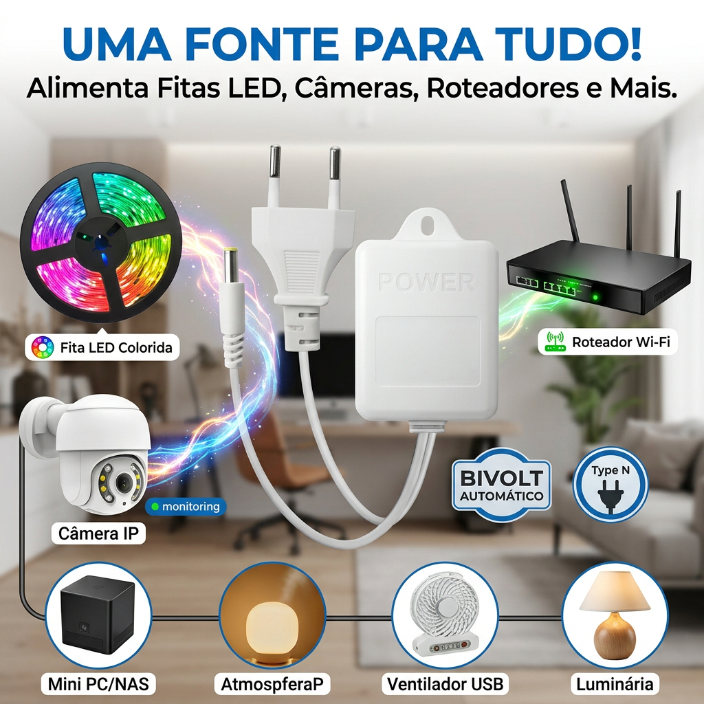 Fonte Original 12v-2a Para Câmera Ip Speed Dome Bivolt 110-220v
