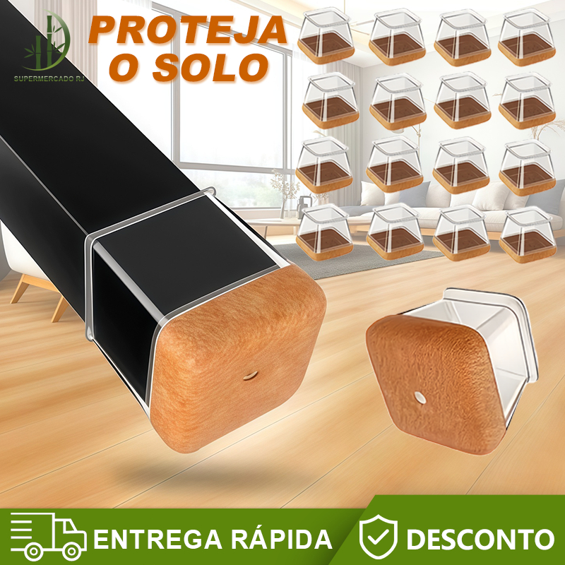 Conjunto De 16 Peças Protetores De Perna De Cadeira De Silicone Transparente Retangulares E Quadrados
