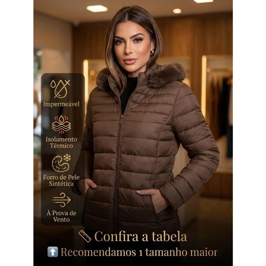 Jaqueta Bobojaco Feminina Plus Size Forrada Impermeavel Luxo Com Capuz Removivel