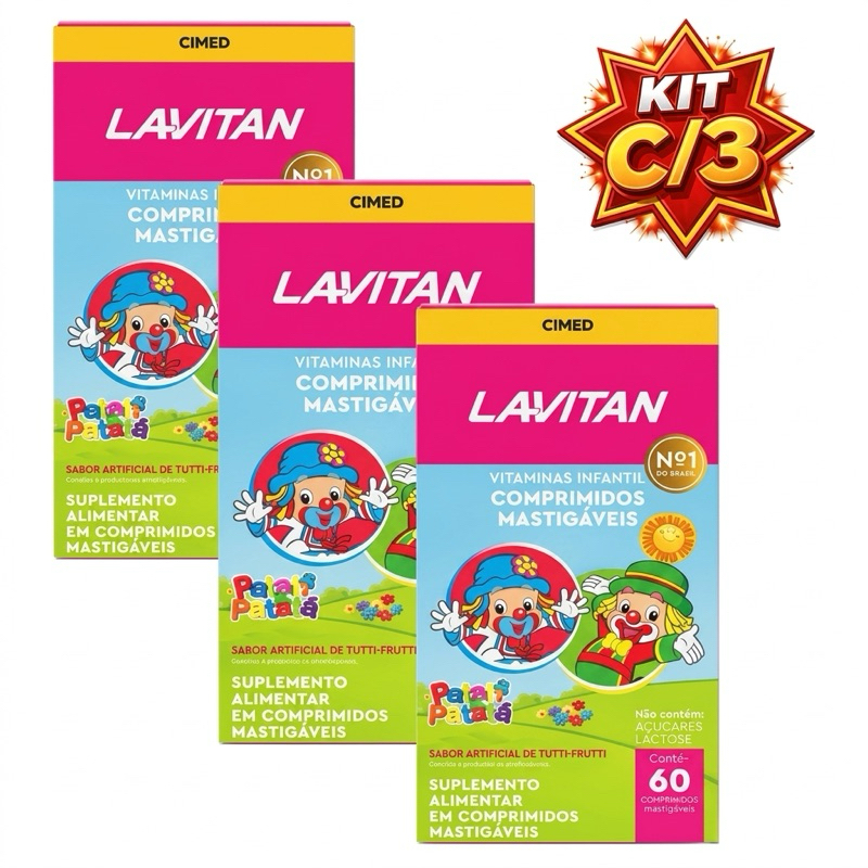 Kit c/2 ou c/3 Lavitan Infantil Vitamina Imunidade Patati Patatá Tutti-Frutti c/60 - Suplemento Alimentar Infantil