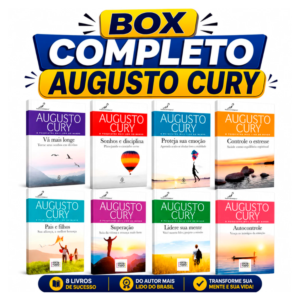 Kit Completo C/8 - Livros Augusto Cury - O Psiquiatra Mais Lido do Mundo