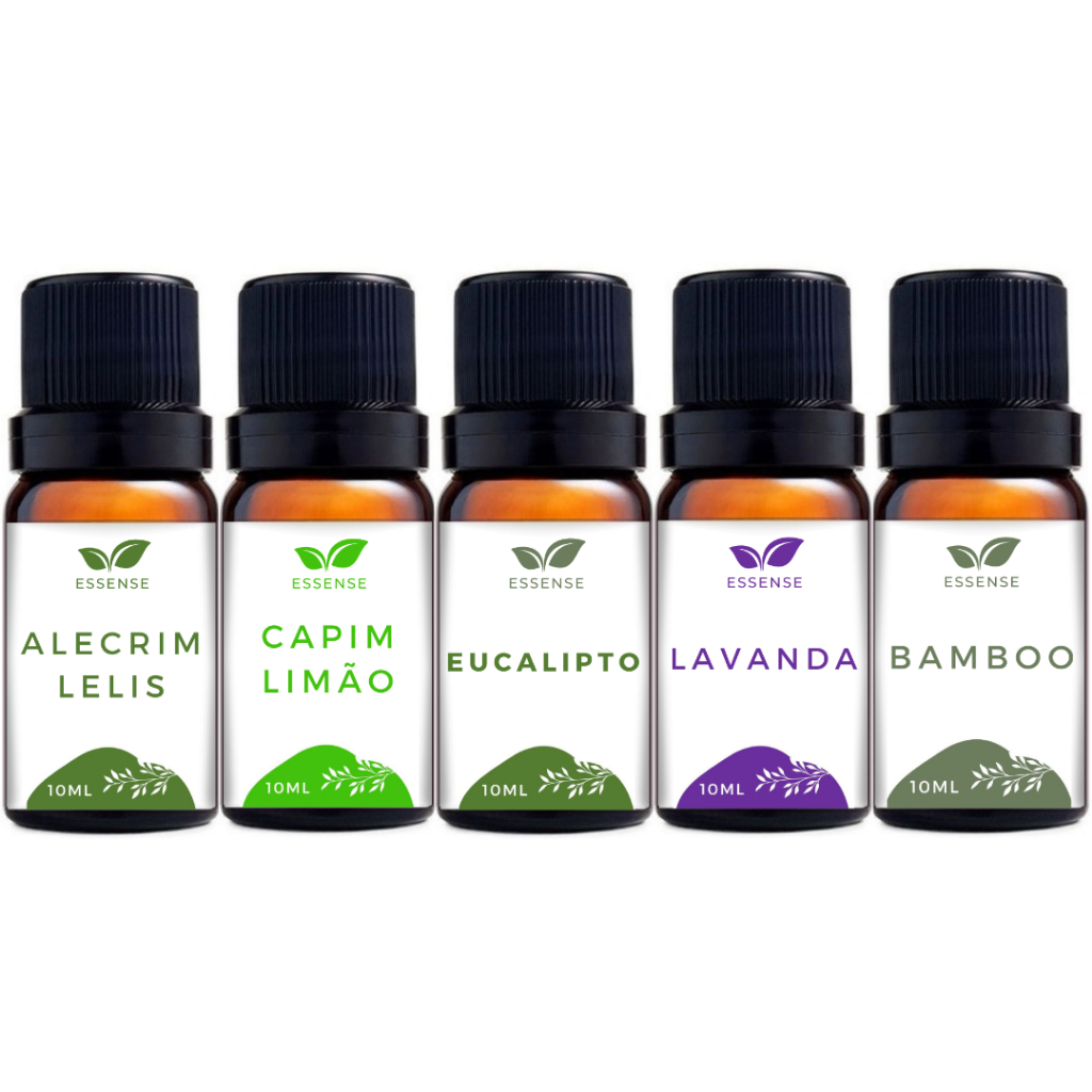 5 Essências Alecrim Lelis Capim Limão Eucalipto Lavanda Bamboo Aromatizador Difusor Óleo Essencial
