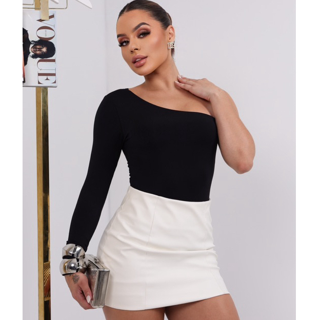 BODY FEMININO MANGA LONGA MULA MANCA OMBRO SÓ POLIAMIDA SUPLEX COM FORRO MODA INVERNO ELEGANTE NULA
