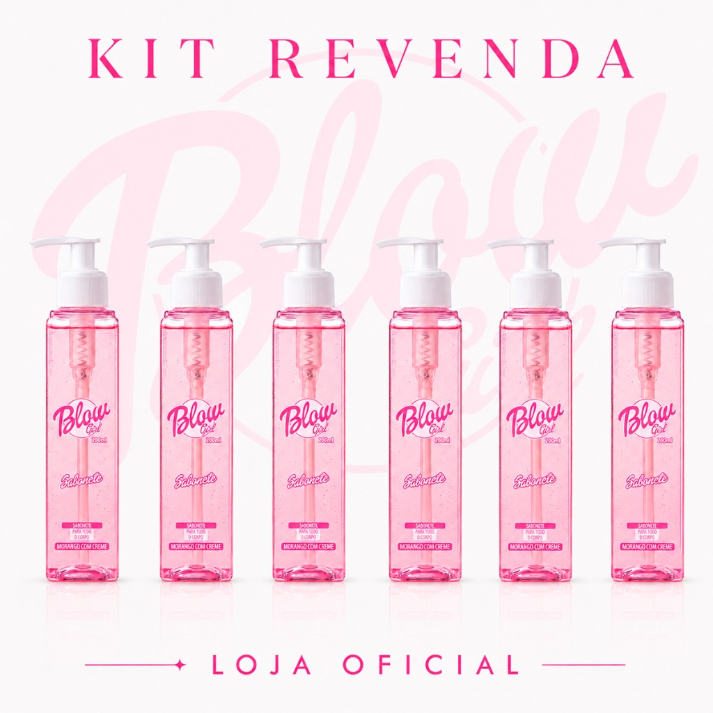 Kit Revenda 6 Sabonete Líquido Morango Karité Blow Girl Atacado Corpo e Banho 200ml