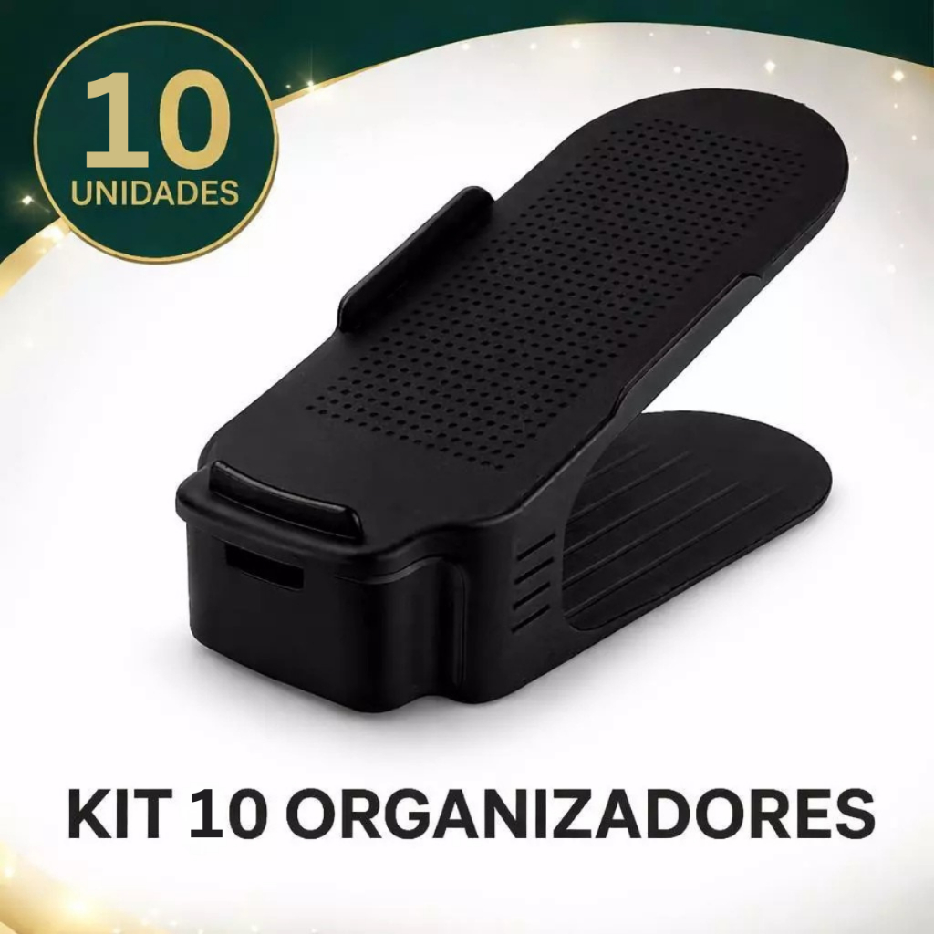 10 Organizadores De Sapato E Tênis - Preto Com Regulagem Organize Seus Calçados