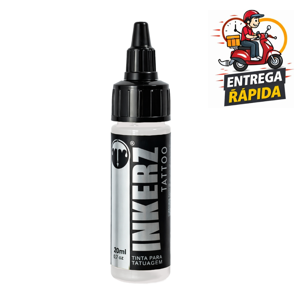 Tinta para tatuagem inkerz profissional 20 ml Branco Real tattoo Cobertura Realismo