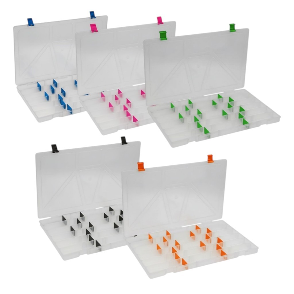 Estojo Organizador Para Isca Artificial 22 Divisórias Box 23 Transparente Trava Colorida