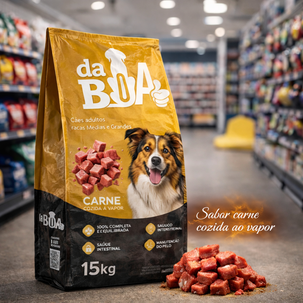 Ração para Cães Adultos 15kg Sabor Carne Cozida ao Vapor Premium