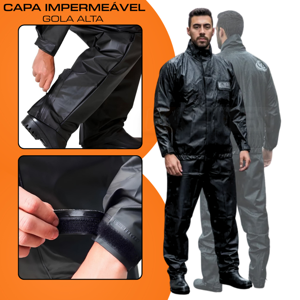 Capa de Chuva Conjunto Completo Pvc Impermeável Para Motoqueiro Adulto