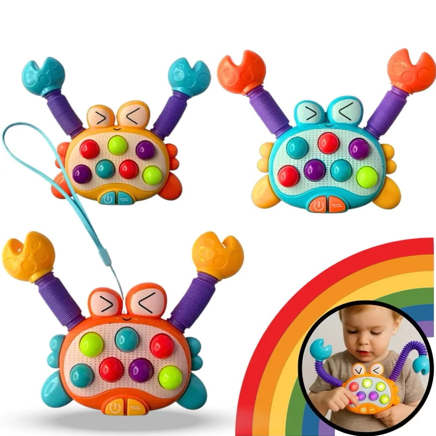 Brinquedo Caranguejo  Interativo Sensorial com Luzes e Música  Botões Iluminados Educativo Baby