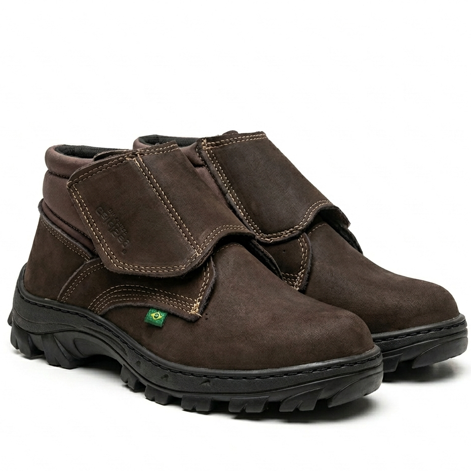 Bota Botina velcro com C.A bico de PVC leve