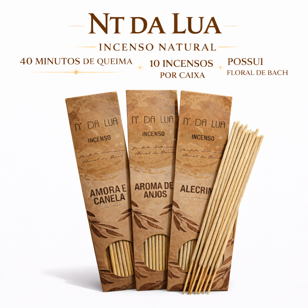 Incenso Artesanal Natural Nectar da Lua Floral de Bach 10 Varetas Sem Carvão Vários Aromas