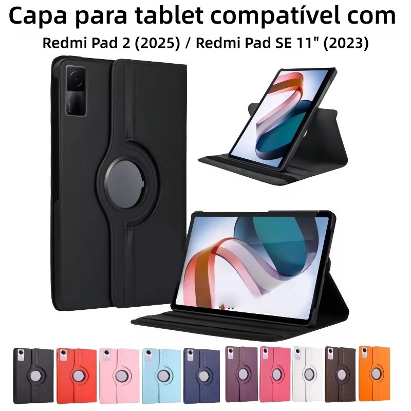 Capa giratória 360° Compatível com tablet Redmi pad 2 11"(2025) e redmi pad SE 11"(2023)
