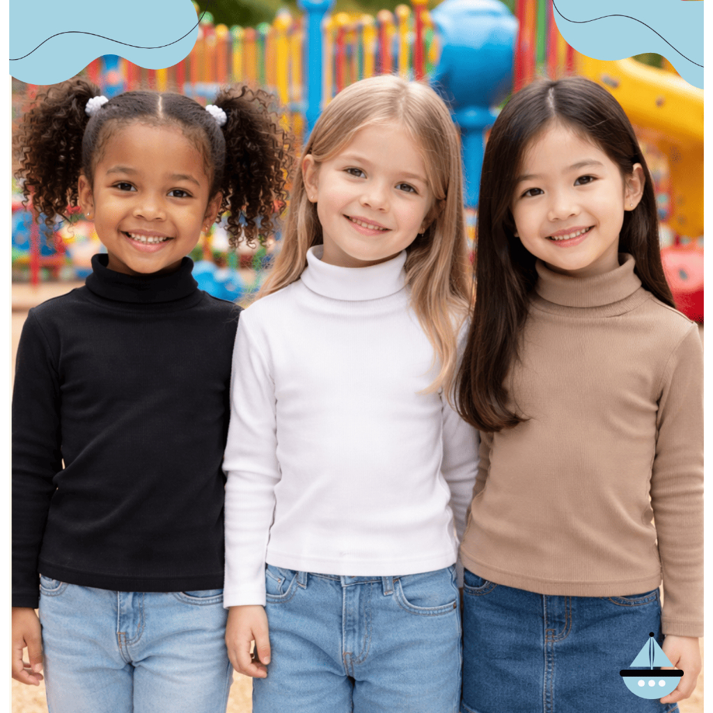 Kit 3 Blusa Cacharrel Infantil Gola Alta Manga Longa Debaixo Escola Igreja Algodao Aniversario Frio