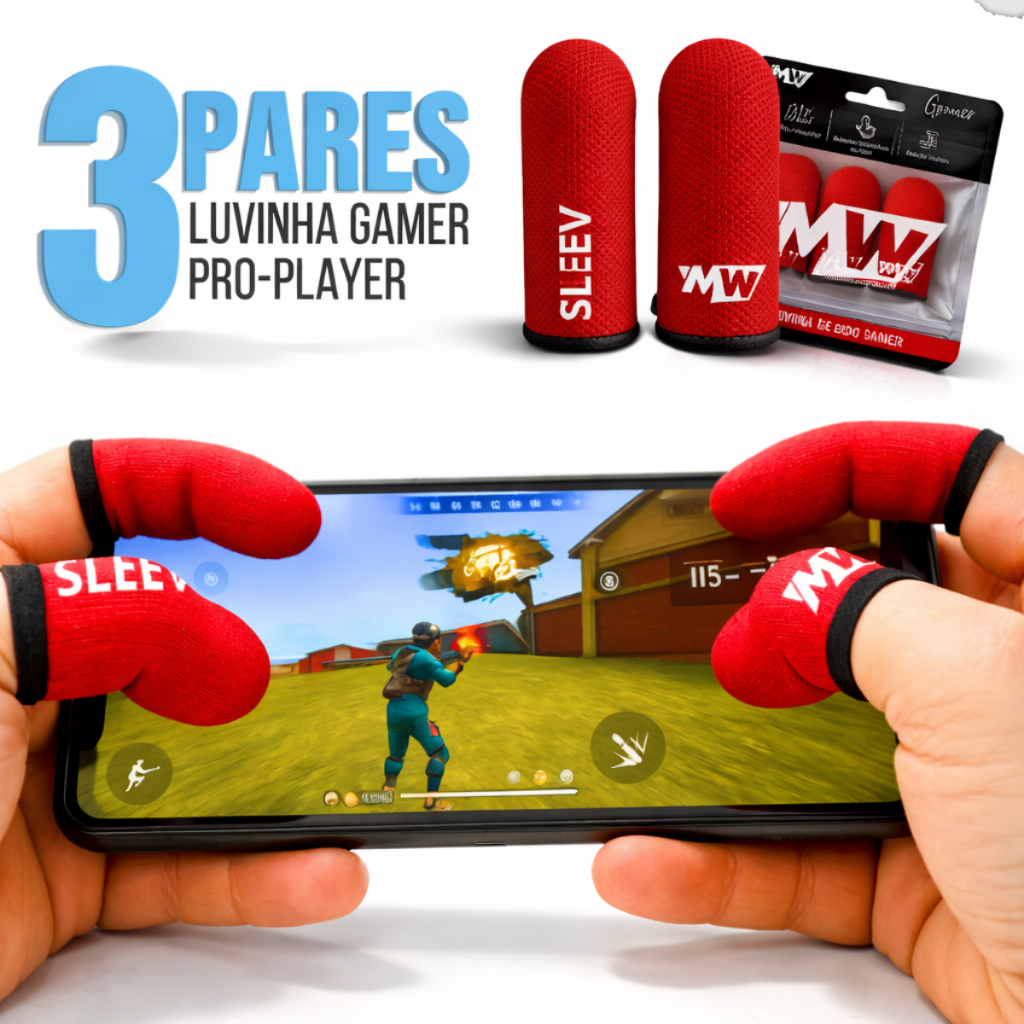 Luvinha de Dedo Gamer Anti-Suor Alta Precisão Celular Free Fire PUBG COD Mobile 1 2 3 Pares