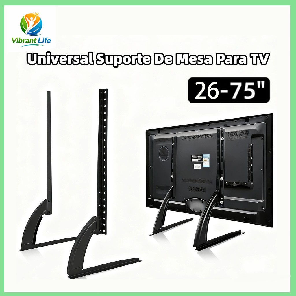 Suporte de TV de Mesa Universal 26-75” – Ajustável e Resistente para LCD, LED e Plasma