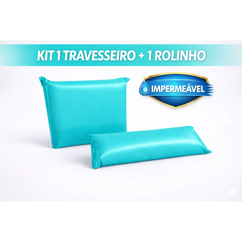 Travesseiro e Rolo Almofada Impermeável para Clínica de Estética, Massagem e Massoterapia