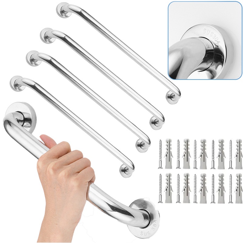 Kit4Barras Apoio Banheiro 40cm Inox Segurança Idosos Acessibilidade Antiderrapante