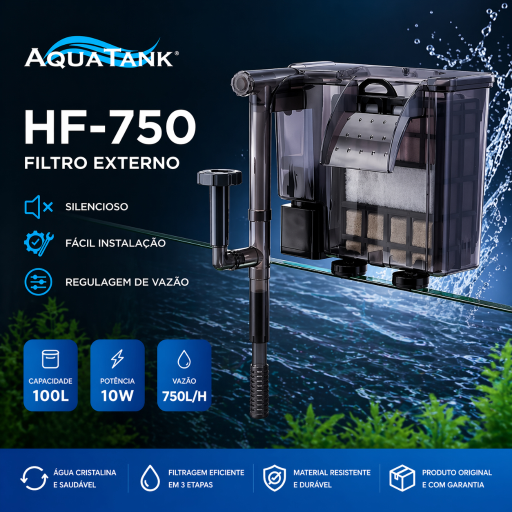Filtro Externo Hang-on HF 750L/h Aquatank Premium HBL-701 Para Aquários de até 100L