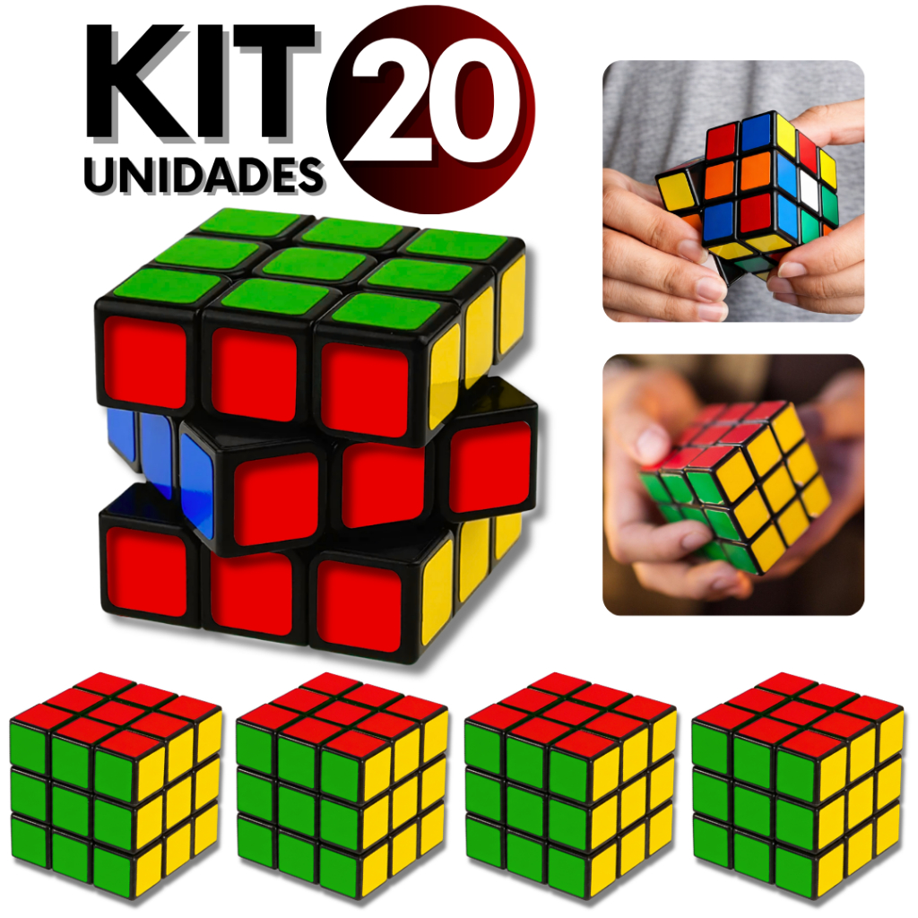 Kit 20 Cubo Mágico 5x5 cm Jogo de Raciocínio Lógico Coordenação Motora Infantil