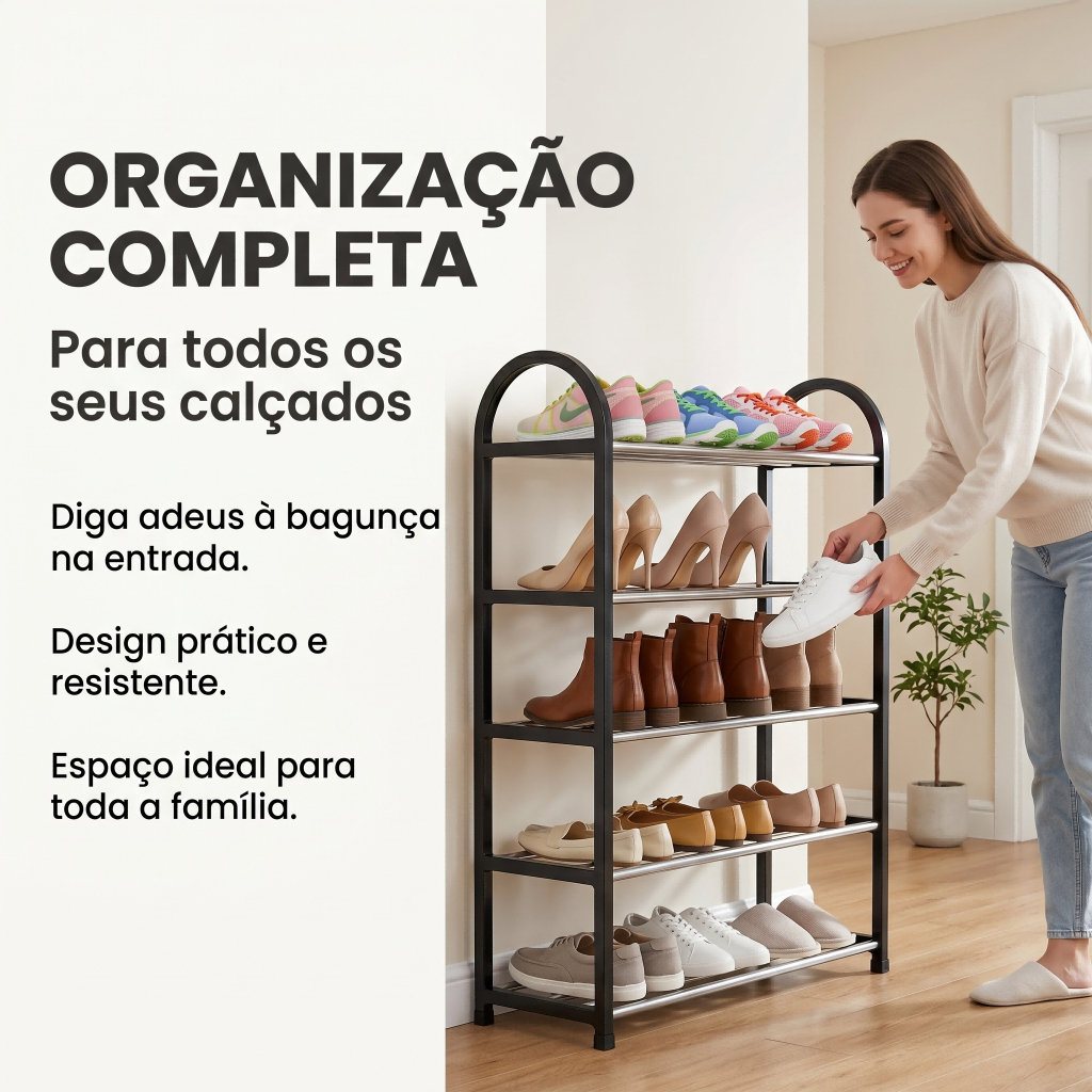 Sapateira 4/5 andares Organizador de Sapatos Tênis 8/10 Pares Desmontável