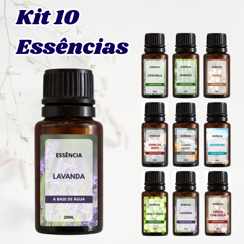 Kit 5~10 Essências Para Umidificador Aromatizador e Difusor Elétrico 20ml