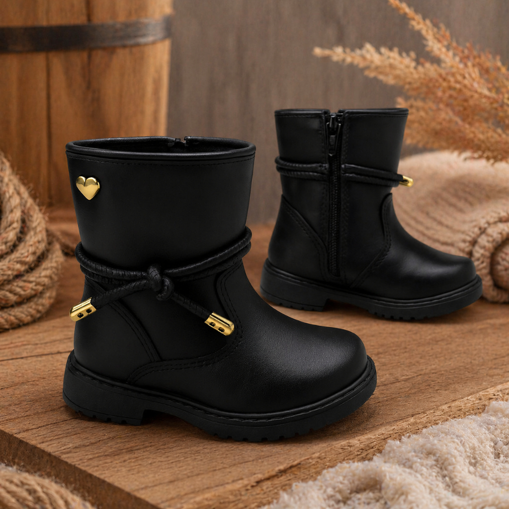 Bota Coturno Infantil Menina Bebê Cano Médio Confortável Casual Country Menina Estilosa Junina
