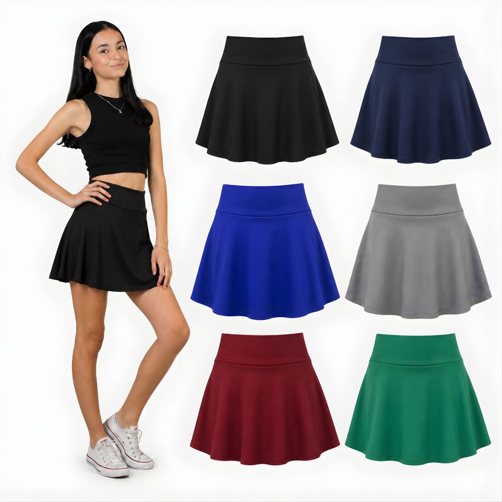 Short Saia Infantil Tendência Escolar