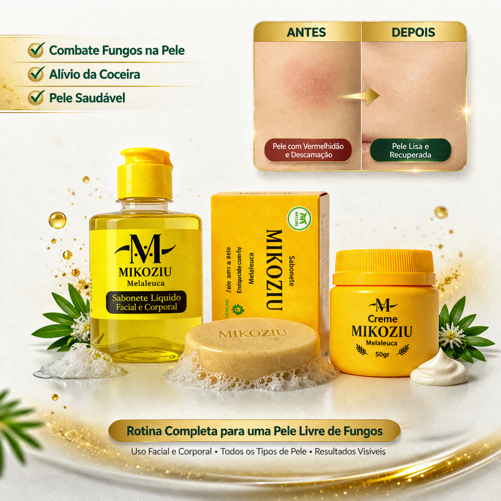 kit clareador mikoziu para olheiras manchas virilha fungos sabonete liquido sabonete barra e creme