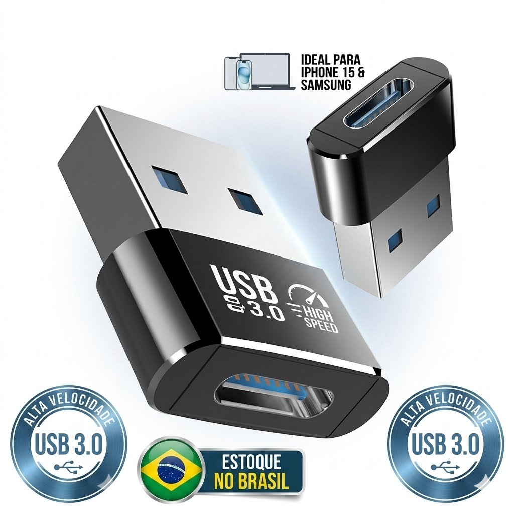 Adaptador USB-C Para USB Tipo C OTG Fêmea Macho Dados Carga Para iPhone 15 Pro Max Samsung S24 Xiaomi Macbook Notebook