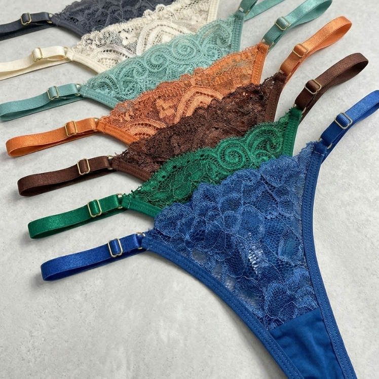 Kit com 5 Calcinhas com Regulagem Fio Duplo de Renda Microfibra Dupla Lingerie Feminina Moda Intima