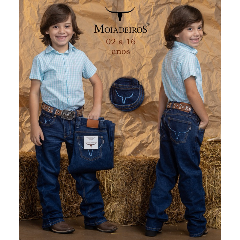Calça Jeans Masculina INFANTIL Country Mini Cowboy Rodeio Peão
