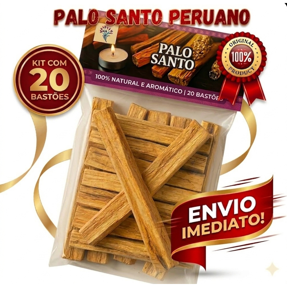 Palo Santo Peruano Legítimo 20 CORTE EXCLUSIVO Palitos  Limp  energética acompanha instruções de uso