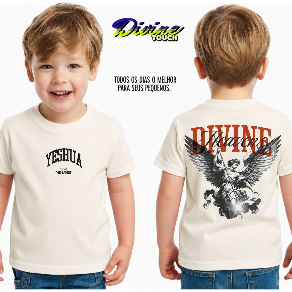 Camiseta Infantil Esitilos Malha 30.1 100% Algodão Camisa Juvenil Estilosa Jesus Cristão