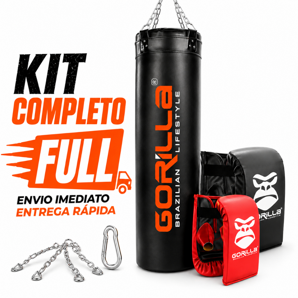 Kit Treino Saco De Pancada 160cm Profissional + 02 Pares De Luva Bate Saco Boxe Gorilla Luta