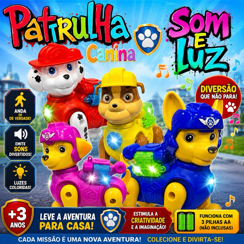 🐶✨ PATRULHA CANINA ROBÔ COM SOM, LUZ E MOVIMENTO ✨🐶