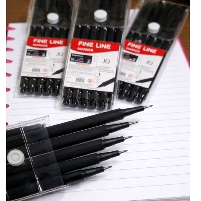 6 Canetas Fine Line 0.4mm Pretas Ponta Fina Profissional Para Estudo Desenho Bullet Journal Planner Traço Preciso