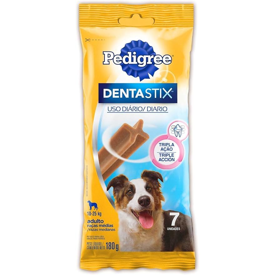 Pedigree Dentastix Raças Médias 180g 7 Sticks Petisco Oral para Cães