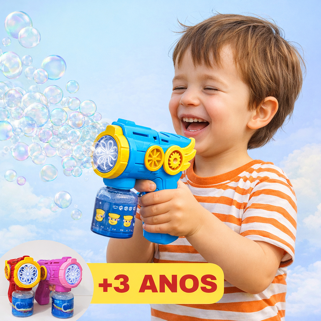 Brinquedos Lança Bolhas  Maquina Automática Colorido Infantil Criança  Rosa Azul E Vermelho com refil